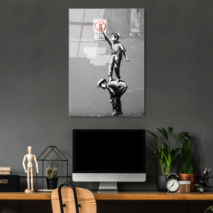 Wallity Cuadro Decorativo de Vidrio Templado Banksy 45 x 65 cm Wallity Cuadro Decorativo de Vidrio Templado Banksy 45 x 65 cm